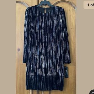 MSK Black Stretch Velvet Glitter Sheath Dress